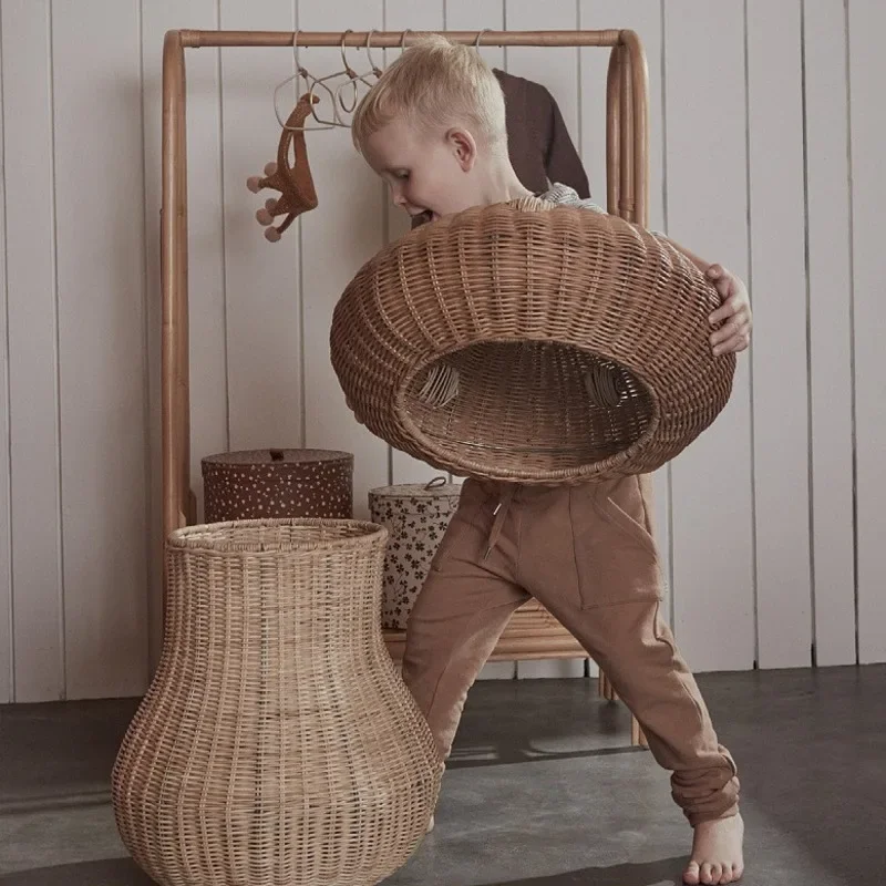 Basket Bag Wicker - Nordic vento rattan tecido em forma