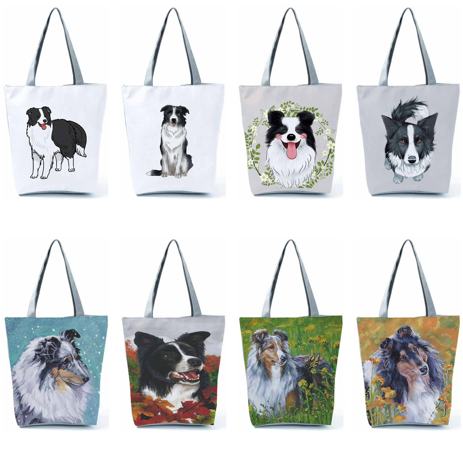 Women'S Reebok Bags - Casual collie cão impresso bolsas saco