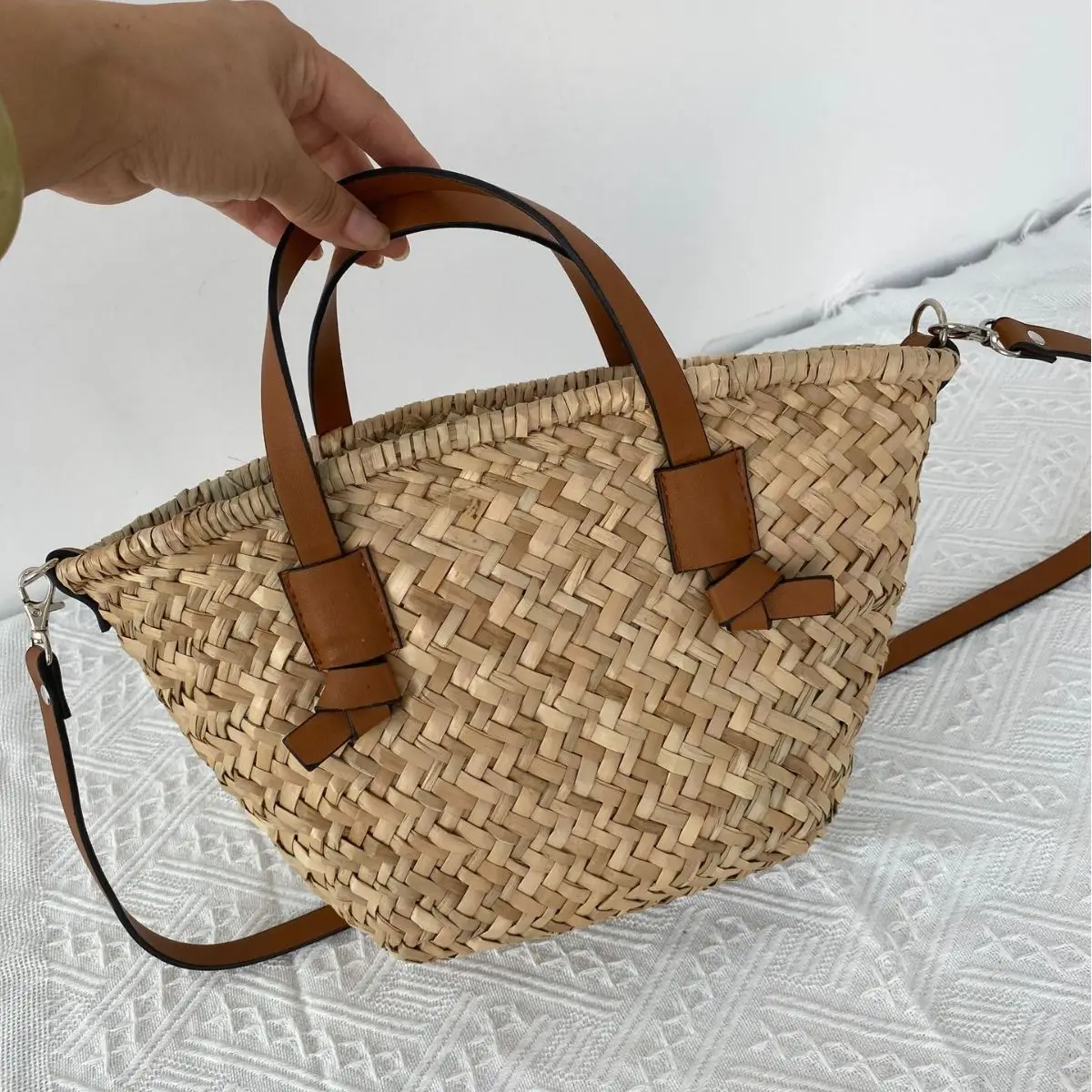 Basket Bag Wicker - Bohemian Straw Basket Bag para Mulheres,