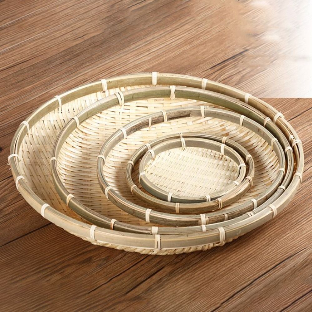 Basket Bag Wicker - Bandeja de bambu tecida artesanal, cesta