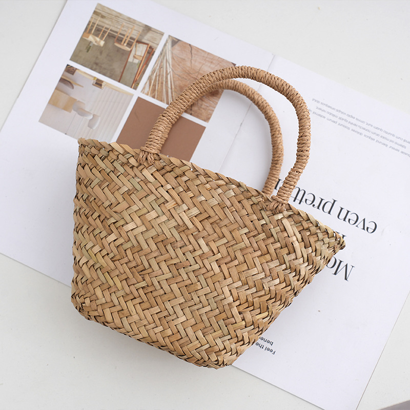 Basket Bag Wicker - Saco de vime artesanal para mulheres,