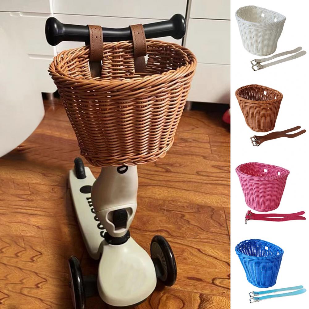 Basket Bag Wicker - Cesta de bicicleta rattan tecido armazenamento