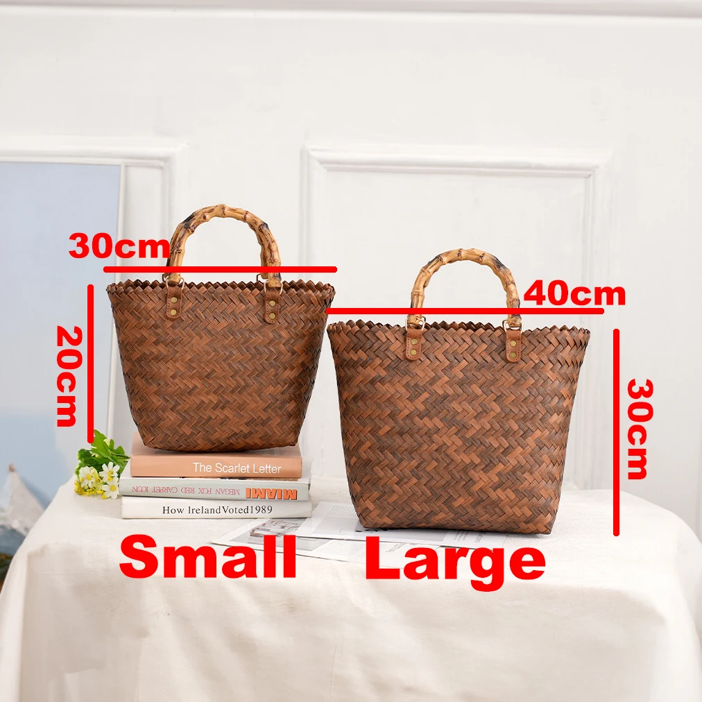 Vintage bamboom lidar com ratt - Basket Bag Wicker avaliação e preço