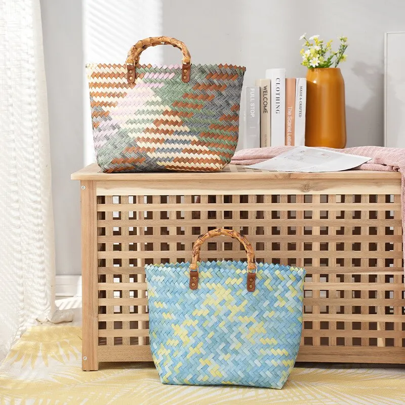 Vintage bamboom lidar com ratt - Basket Bag Wicker avaliação e preço