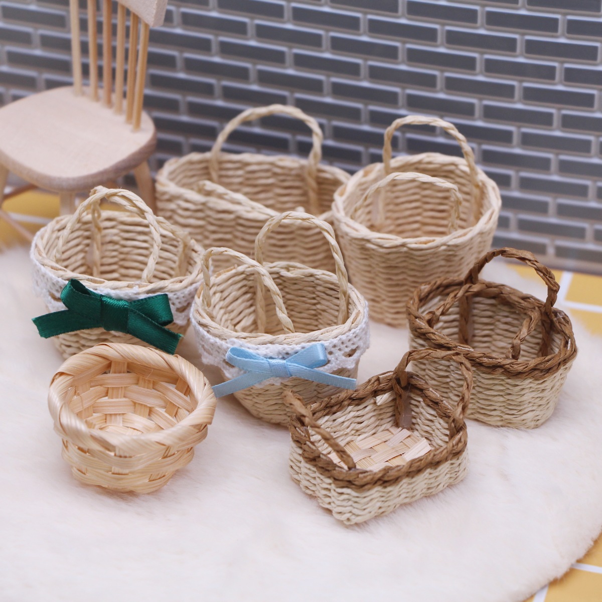 1pc casa de bonecas tecido à m - Basket Bag Wicker avaliação e preço