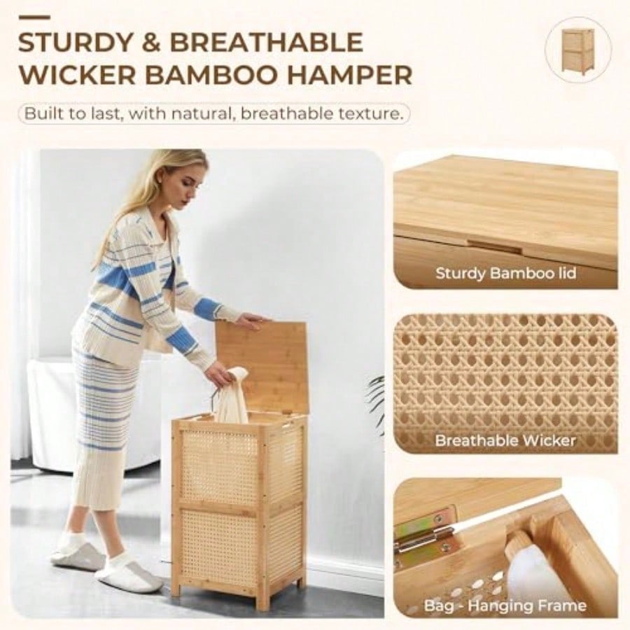 Cesto de Roupa Suja de Bambu e - Basket Bag Wicker avaliação e preço