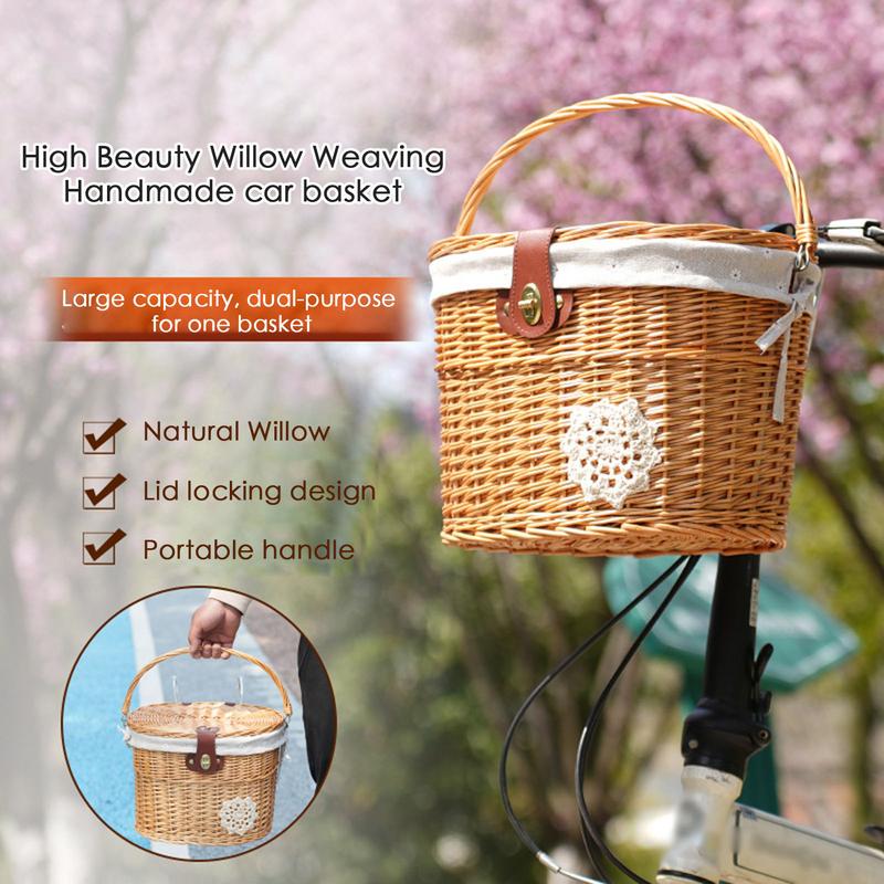 Cesta de guidão de vime para a - Basket Bag Wicker avaliação e preço