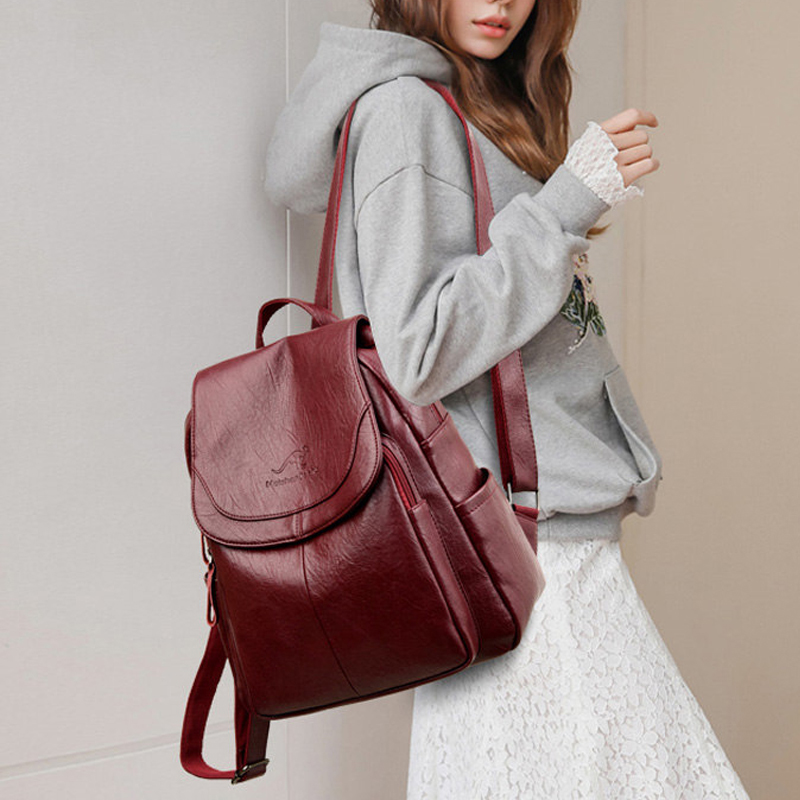 Mochila Vintage de Couro Macio - Women Bags White avaliação e preço